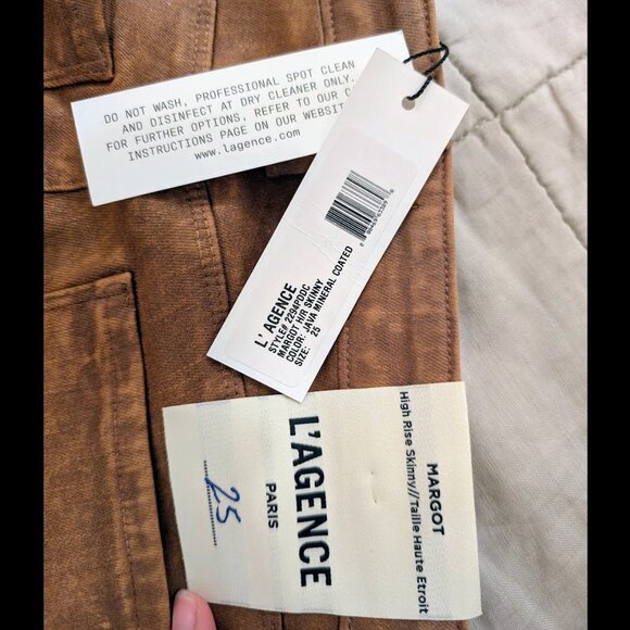 NWT L'AGENCE Margot Coated Crop High Waist Skinny Jeans – Size 25 - Picture 6 of 6